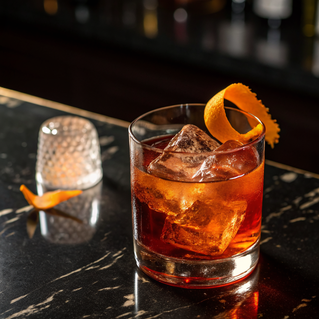 Classic negroni cocktail served in a crystal glass